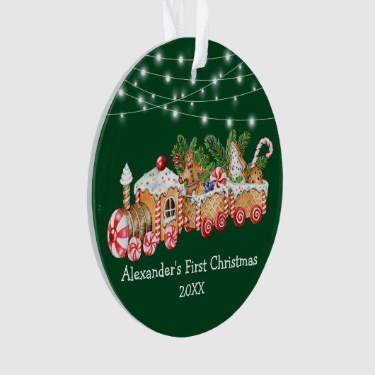 ベビー初めてのクリスマスジンジャーブレッド電車灯 オーナメント (正面)