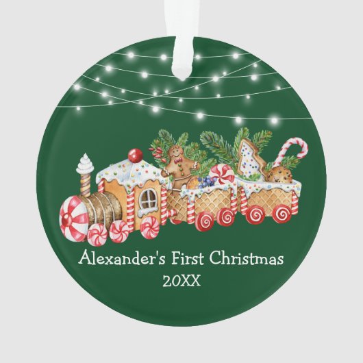 ベビー初めてのクリスマスジンジャーブレッド電車灯 オーナメント (裏面)