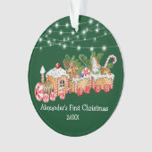 ベビー初めてのクリスマスジンジャーブレッド電車灯 オーナメント (正面)