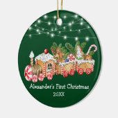 ベビー初めてのクリスマスジンジャーブレッド電車灯 セラミックオーナメント (左)