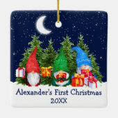ベビー初めてのクリスマススカイウォーター色格言ツリー セラミックオーナメント (裏面)