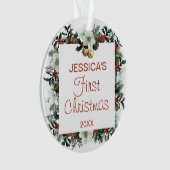 ベビー初めてのクリスマススクエアかわいらしリース写真 オーナメント (正面)