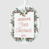 ベビー初めてのクリスマススクエアかわいらしリース写真 オーナメント (正面)