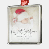 ベビー初めてのクリスマススクリプト名フォトオーバーレイ メタルオーナメント (左)