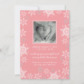 ベビー初めてのクリスマススノーフレークスピンクフォト誕生 案内状 (裏面)