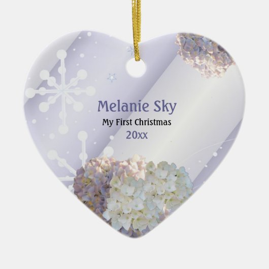 ベビー初めてのクリスマススノーフレークフローラオーナメント セラミックオーナメント (正面)
