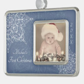 ベビー初めてのクリスマススノーフレーク シルバープレートフレームオーナメント (左)