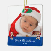 ベビー初めてのクリスマススパーソナライズされたクエア セラミックオーナメント (左)