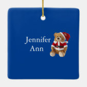 ベビー初めてのクリスマススパーソナライズされたクエア セラミックオーナメント (裏面)