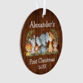 ベビー初めてのクリスマスズウッドサファリアニマルズラウンド オーナメント (正面)