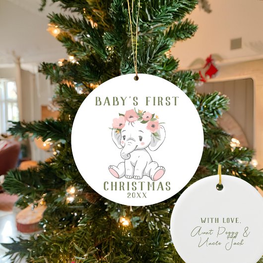 ベビー初めてのクリスマスゾウオーナメント セラミックオーナメント