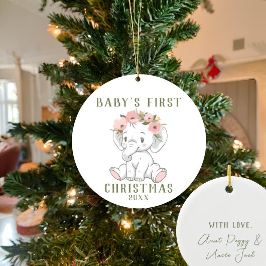 ベビー初めてのクリスマスゾウオーナメント セラミックオーナメント