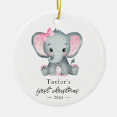 ベビー初めてのクリスマスゾウ書道 セラミックオーナメント (正面)