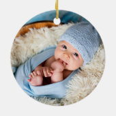 ベビー初めてのクリスマスゾウ青い写真 セラミックオーナメント (裏面)
