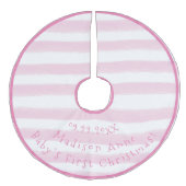 ベビー初めてのクリスマスタイポグラフィピンクガーリー名 フェイクリネンツリースカート (正面)