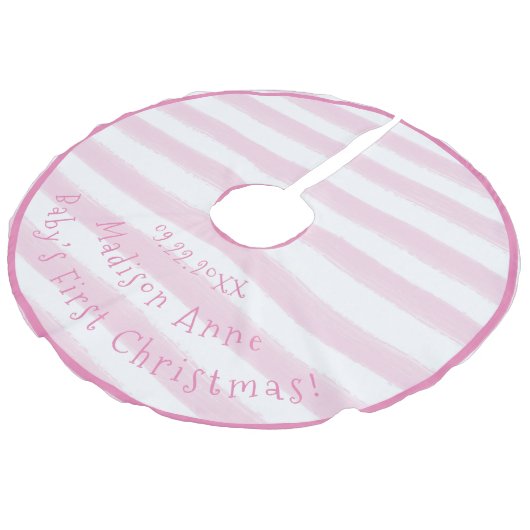 ベビー初めてのクリスマスタイポグラフィピンクガーリー名 フェイクリネンツリースカート (アングル)