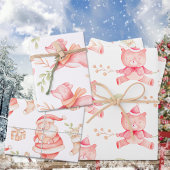 ベビー初めてのクリスマステディベアレッドキツネ&サンタ ラッピングペーパーシート