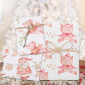 ベビー初めてのクリスマステディベアレッドキツネ&サンタ ラッピングペーパーシート