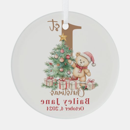 ベビー初めてのクリスマステディベア ガラスオーナメント (裏面)