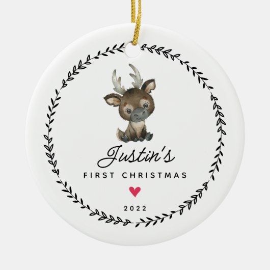 ベビー初めてのクリスマストナカイ セラミックオーナメント (正面)