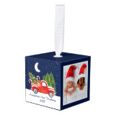 ベビー初めてのクリスマストラックフォレストスターズスカイフォト キューブオーナメント (正面アングル)