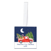 ベビー初めてのクリスマストラックフォレストスターズスカイフォト キューブオーナメント (正面)