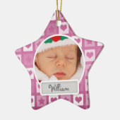 ベビー初めてのクリスマスハート&スターズピンク セラミックオーナメント (左)