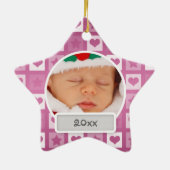 ベビー初めてのクリスマスハート&スターズピンク セラミックオーナメント (裏面)