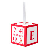 ベビー初めてのクリスマスパーソナライズされたオーナメント キューブオーナメント (裏面アングル)