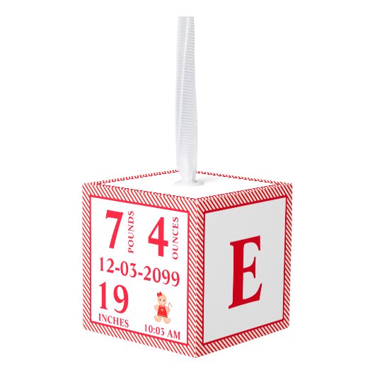 ベビー初めてのクリスマスパーソナライズされたオーナメント キューブオーナメント (裏面アングル)