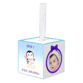 ベビー初めてのクリスマスパーソナライズされたオーナメント キューブオーナメント (正面アングル)