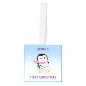 ベビー初めてのクリスマスパーソナライズされたオーナメント キューブオーナメント (正面)