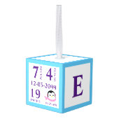 ベビー初めてのクリスマスパーソナライズされたオーナメント キューブオーナメント (裏面アングル)