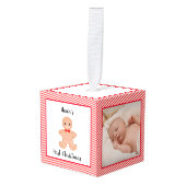 ベビー初めてのクリスマスパーソナライズされたオーナメント キューブオーナメント (正面アングル)
