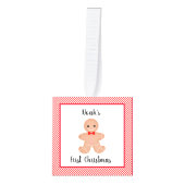 ベビー初めてのクリスマスパーソナライズされたオーナメント キューブオーナメント (正面)