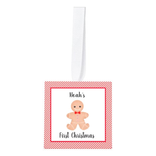 ベビー初めてのクリスマスパーソナライズされたオーナメント キューブオーナメント (正面)