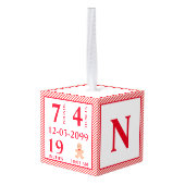 ベビー初めてのクリスマスパーソナライズされたオーナメント キューブオーナメント (裏面アングル)