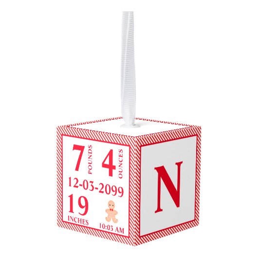 ベビー初めてのクリスマスパーソナライズされたオーナメント キューブオーナメント (裏面アングル)