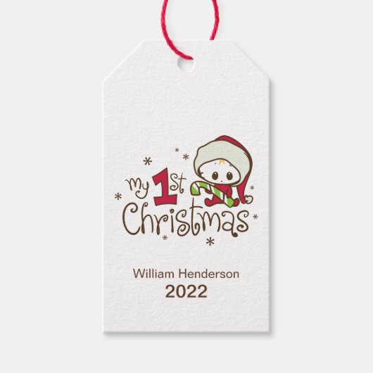 ベビー初めてのクリスマスパーソナライズされたギフトラベル ギフトタグ (正面)