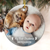 ベビー初めてのクリスマスパーソナライズされたシンプル写真 セラミックオーナメント