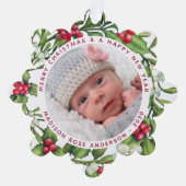 ベビー初めてのクリスマスパーソナライズされたフォトミスタントー オーナメントカード (正面)