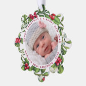 ベビー初めてのクリスマスパーソナライズされたフォトミスタントー オーナメントカード (左)