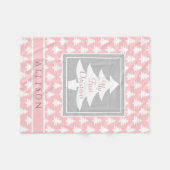 ベビー初めてのクリスマスパーソナライズされた赤面ピンク フリースブランケット (正面(横))