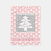 ベビー初めてのクリスマスパーソナライズされた赤面ピンク フリースブランケット (正面)