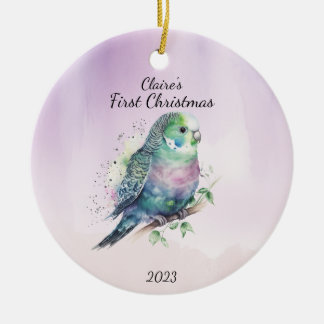 ベビー初めてのクリスマスパーソナライズされた鳥 セラミックオーナメント
