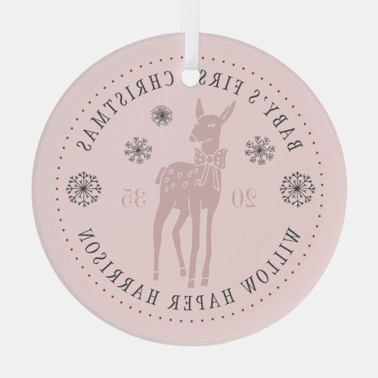 ベビー初めてのクリスマスパーソナライズされたKeepsake ガラスオーナメント (裏面)