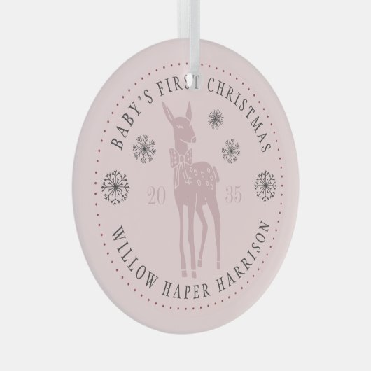 ベビー初めてのクリスマスパーソナライズされたKeepsake ガラスオーナメント (正面右)