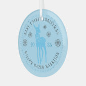 ベビー初めてのクリスマスパーソナライズされたKeepsake ガラスオーナメント (正面左)