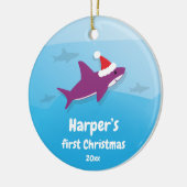 ベビー初めてのクリスマスパープルシャーク セラミックオーナメント (左)