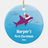 ベビー初めてのクリスマスパープルシャーク セラミックオーナメント (裏面)